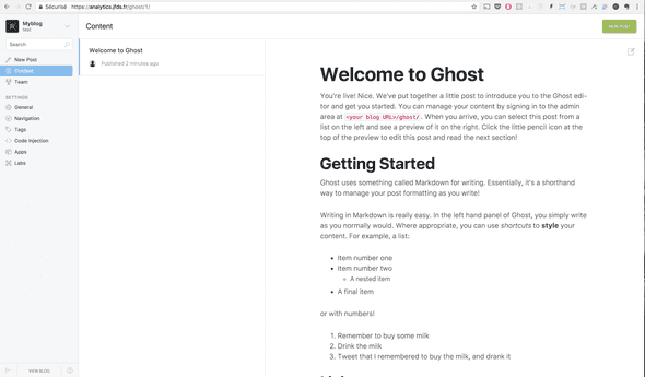 ghost blog docker